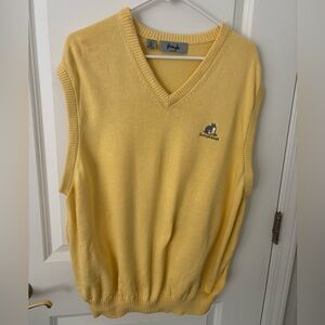 Vintage Pringle of Scotland Fox Glen Kernan Logo Lemon Yellow Sweater Vest XL